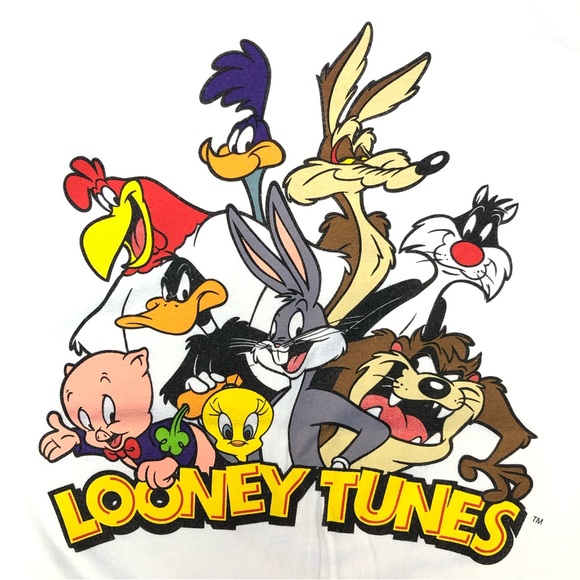 Vintage Looney Tunes Gang Men’s XL Y2K T Shirt Taz Daffy Duck Porky Tweedy Wile - Picture 4 of 8
